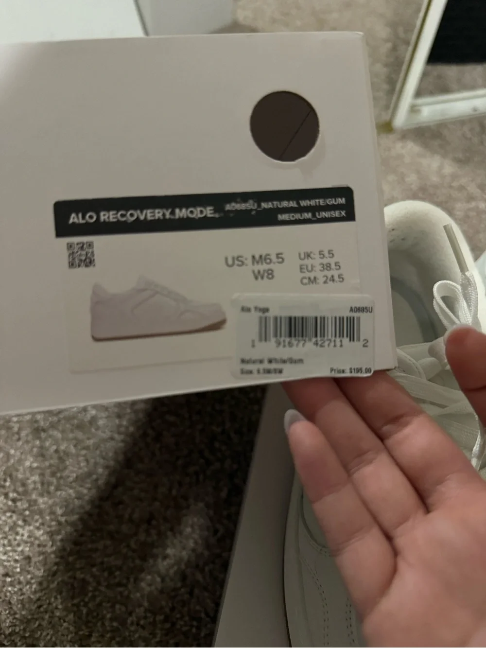 ALO Yoga Natural White Sneakers with Gum Sole